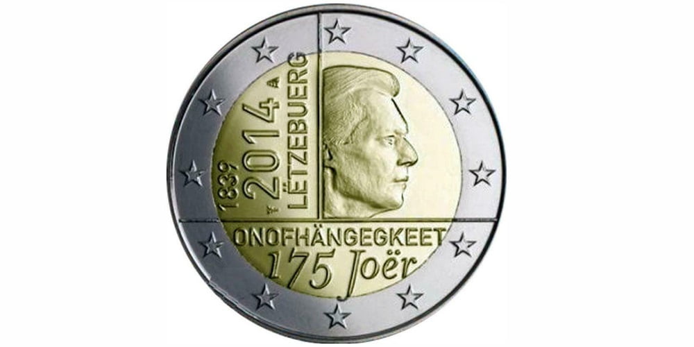 2 EUROS LUXEMBURGO 2014 175 AÑOS DE LA INDEPENDENCIA