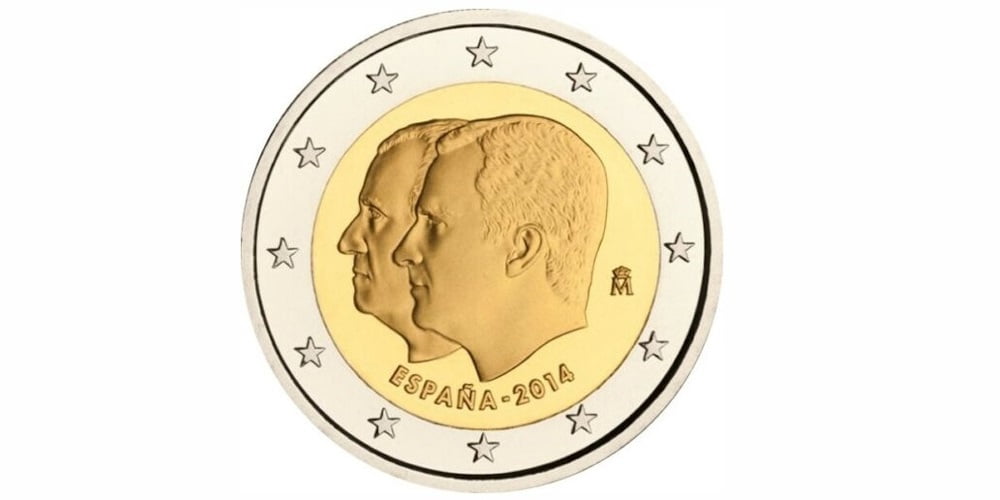 2 EUROS ESPAÑA 2014 REYES JUAN CARLOS I Y FELIPE VI
