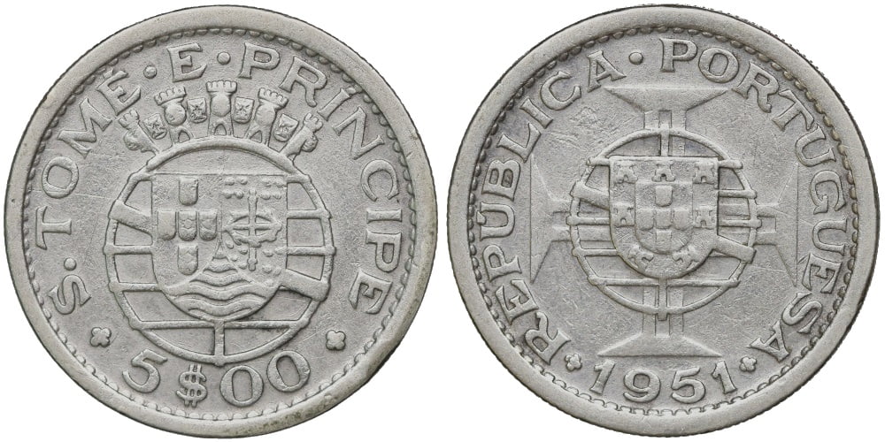 SANTO TOME Y PRINCIPE 5 ESCUDOS 1951